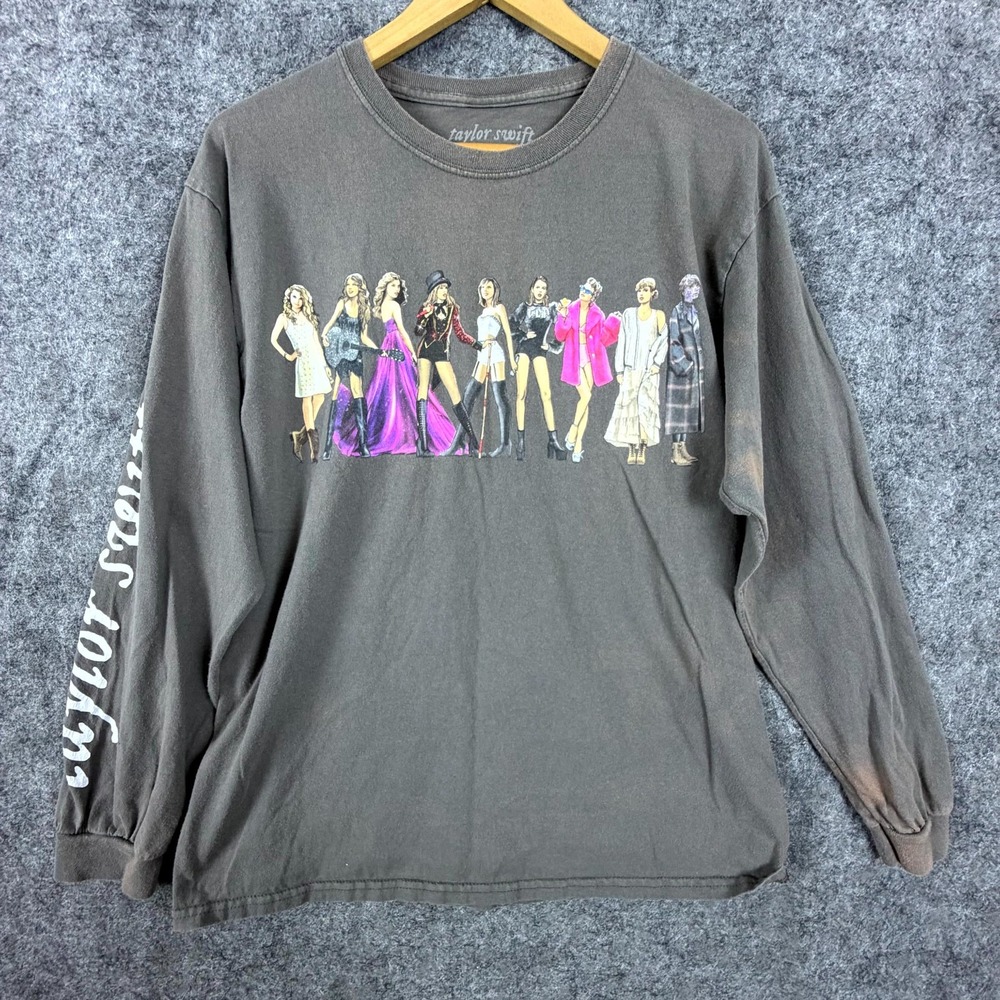 Taylor Swift Eras Shirt Women Large Gray Graphic Print Tour Merch Long Sleeve